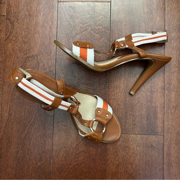 Michael Michael Kors Seaport T-Strap Brown and Orange Women's Heels, Size 8 - Picture 3 of 13
